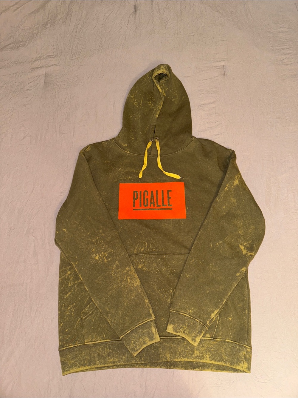 Rare Pigalle Paris Box Logo Hoodie Acid Washed 100% Cotton